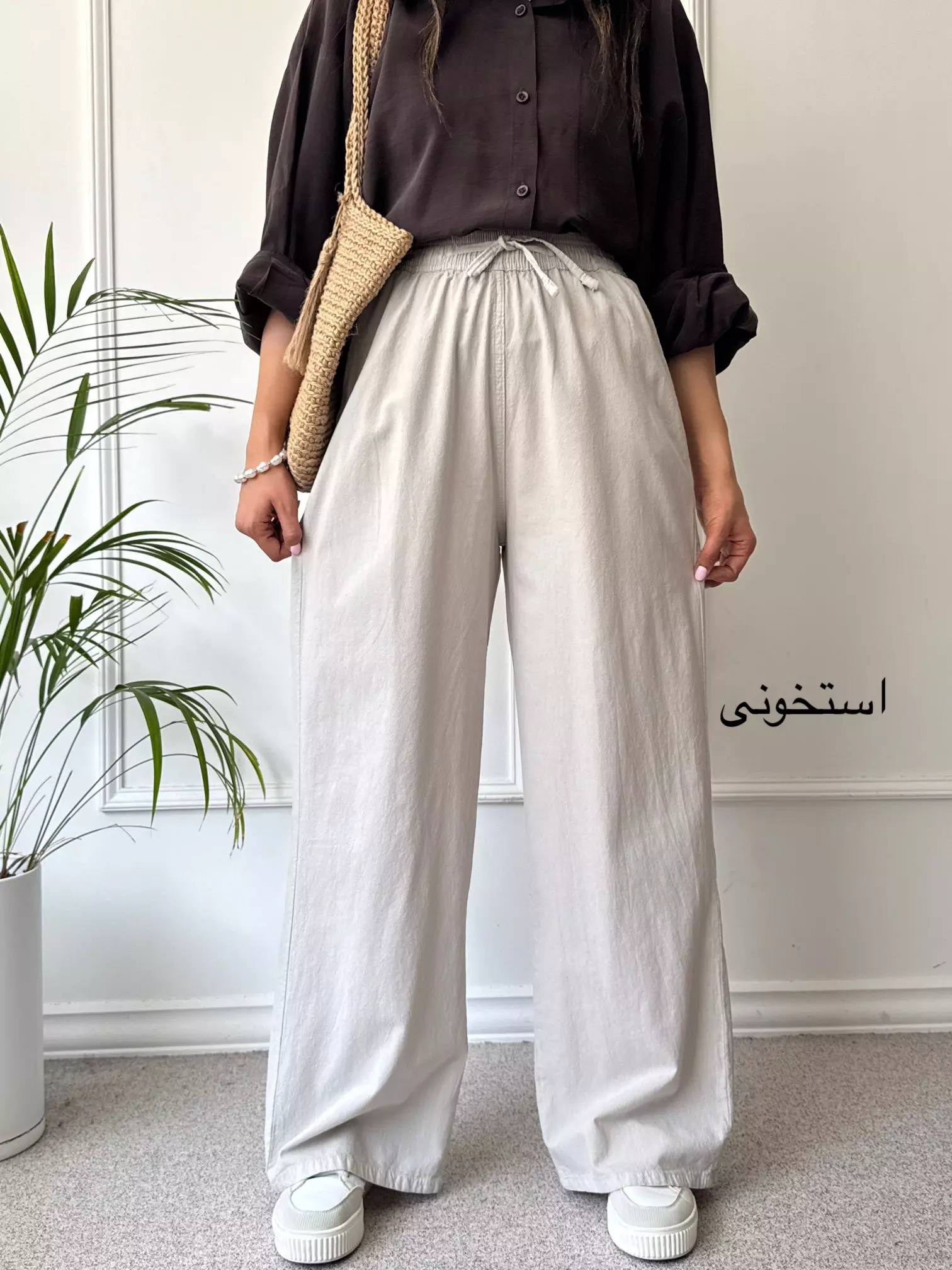 شلوار زنانه لینن نیم بگ ( دارای ایراد جزئی)